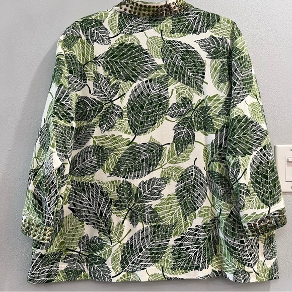 Draper’s & Damon’s Jacket & Tank Set Green/White Fern Print Plus Size XXL - Picture 2 of 6